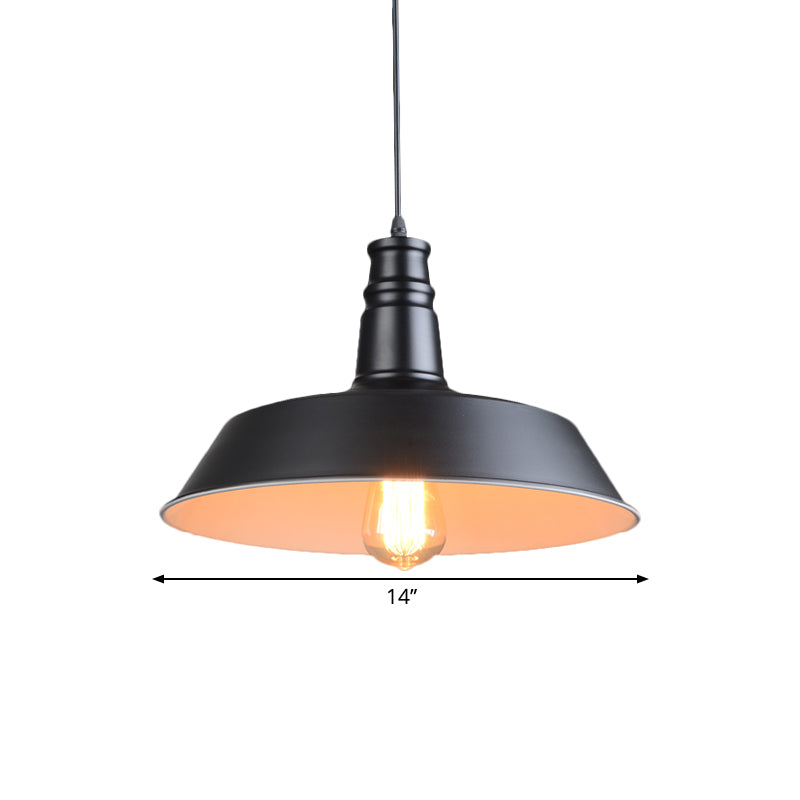 10"/14" Diameter Barn Kitchen Suspension Light Industrial Stylish Metallic 1 Head Black Pendant Light Clearhalo 'Art Deco Pendants' 'Black' 'Cast Iron' 'Ceiling Lights' 'Ceramic' 'Crystal' 'Industrial Pendants' 'Industrial' 'Metal' 'Middle Century Pendants' 'Pendant Lights' 'Pendants' 'Rustic Pendants' 'Tiffany' Lighting' 1872022