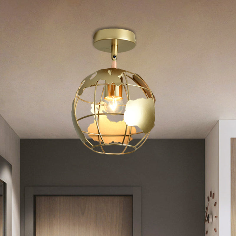 Frame Cylinder/Square Metal Semi Mount Lighting Loft Stylish 1 Bulb Bedroom Ceiling Fixture in Brass Finish Clearhalo 'Ceiling Lights' 'Close To Ceiling Lights' 'Close to ceiling' 'Semi-flushmount' Lighting' 1872145