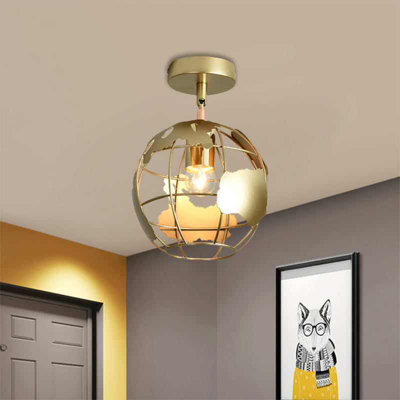 Frame Cylinder/Square Metal Semi Mount Lighting Loft Stylish 1 Bulb Bedroom Ceiling Fixture in Brass Finish Clearhalo 'Ceiling Lights' 'Close To Ceiling Lights' 'Close to ceiling' 'Semi-flushmount' Lighting' 1872146