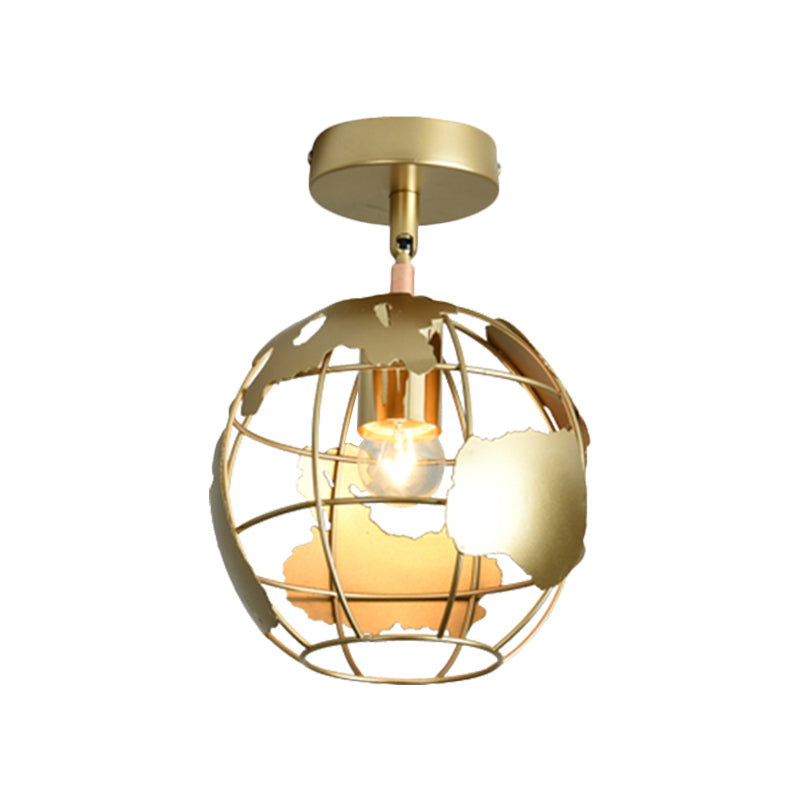 Frame Cylinder/Square Metal Semi Mount Lighting Loft Stylish 1 Bulb Bedroom Ceiling Fixture in Brass Finish Clearhalo 'Ceiling Lights' 'Close To Ceiling Lights' 'Close to ceiling' 'Semi-flushmount' Lighting' 1872147