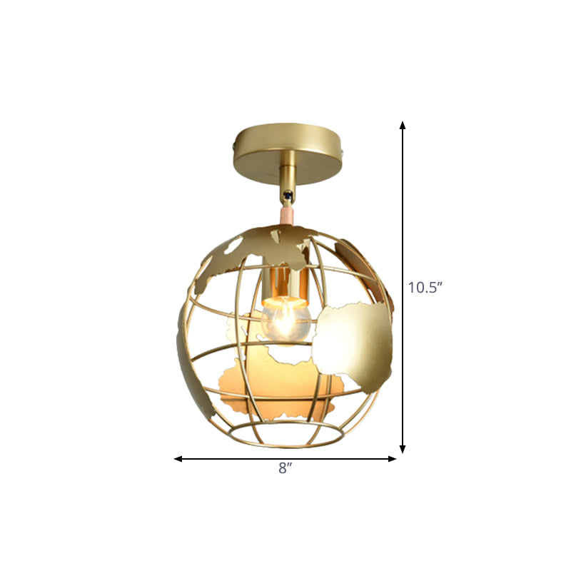 Frame Cylinder/Square Metal Semi Mount Lighting Loft Stylish 1 Bulb Bedroom Ceiling Fixture in Brass Finish Clearhalo 'Ceiling Lights' 'Close To Ceiling Lights' 'Close to ceiling' 'Semi-flushmount' Lighting' 1872148