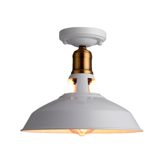 Retro Stylish Barn Ceiling Mounted Light 1 Light Metal Semi Flush Light Fixture in Black/White for Foyer Clearhalo 'Ceiling Lights' 'Close To Ceiling Lights' 'Close to ceiling' 'Flush mount' 'Industrial Flush Mount' Lighting' 1872187