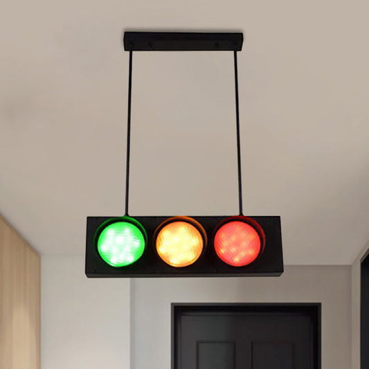 Six-light Metal Island Light Traffic Light Industrial Island Lamp in Black for Living Room Black Clearhalo 'Ceiling Lights' 'Island Lights' Lighting' 1872224