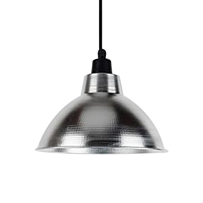 Black/Silver Domed Suspension Light Industrial Retro Metallic 1 Light Bar Ceiling Fixture, 12"/14"/16" Diameter Clearhalo 'Art Deco Pendants' 'Black' 'Cast Iron' 'Ceiling Lights' 'Ceramic' 'Crystal' 'Industrial Pendants' 'Industrial' 'Metal' 'Middle Century Pendants' 'Pendant Lights' 'Pendants' 'Rustic Pendants' 'Tiffany' Lighting' 1872259