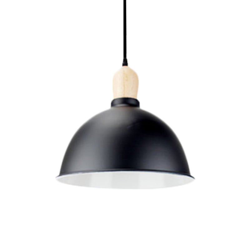 Dome Shade Metallic Hanging Light Retro Style 1 Head Dining Table Ceiling Pendant Fixture in Black/White Clearhalo 'Ceiling Lights' 'Modern Pendants' 'Modern' 'Pendant Lights' 'Pendants' Lighting' 1872344