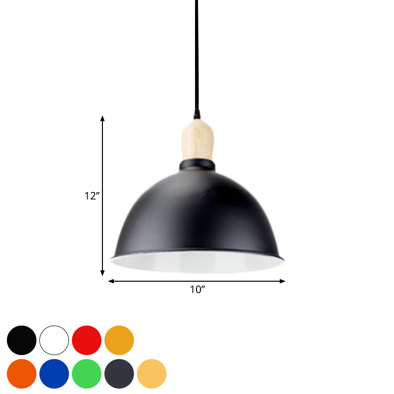 Dome Shade Metallic Hanging Light Retro Style 1 Head Dining Table Ceiling Pendant Fixture in Black/White Clearhalo 'Ceiling Lights' 'Modern Pendants' 'Modern' 'Pendant Lights' 'Pendants' Lighting' 1872345