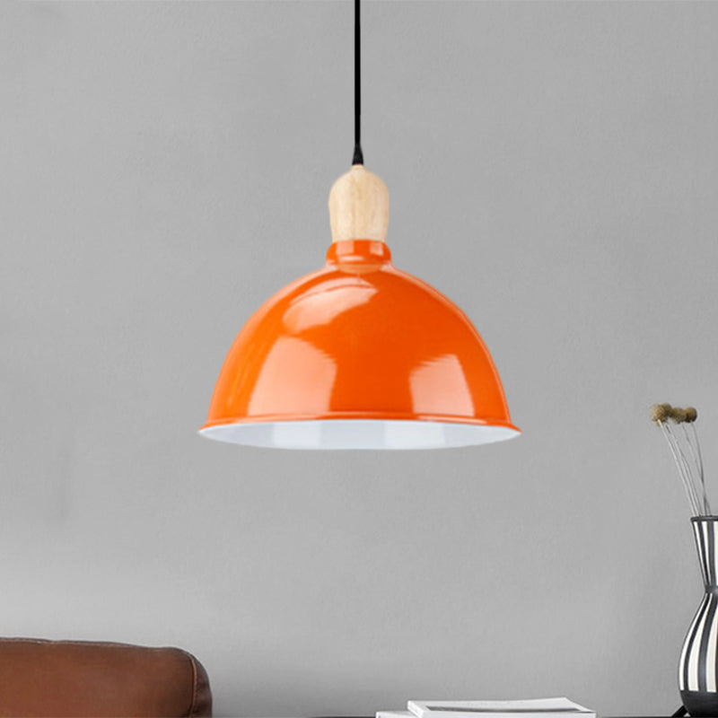 Dome Shade Metallic Hanging Light Retro Style 1 Head Dining Table Ceiling Pendant Fixture in Black/White Clearhalo 'Ceiling Lights' 'Modern Pendants' 'Modern' 'Pendant Lights' 'Pendants' Lighting' 1872360