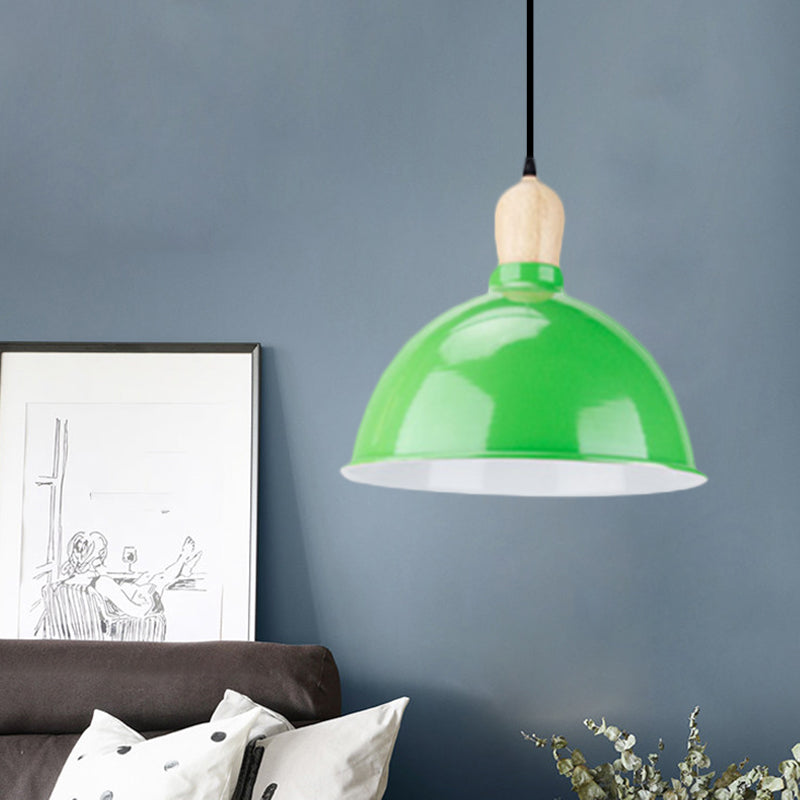 Dome Shade Metallic Hanging Light Retro Style 1 Head Dining Table Ceiling Pendant Fixture in Black/White Clearhalo 'Ceiling Lights' 'Modern Pendants' 'Modern' 'Pendant Lights' 'Pendants' Lighting' 1872367