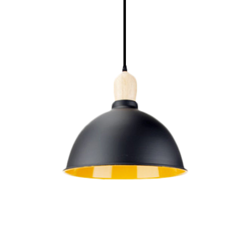 Dome Shade Metallic Hanging Light Retro Style 1 Head Dining Table Ceiling Pendant Fixture in Black/White Clearhalo 'Ceiling Lights' 'Modern Pendants' 'Modern' 'Pendant Lights' 'Pendants' Lighting' 1872373