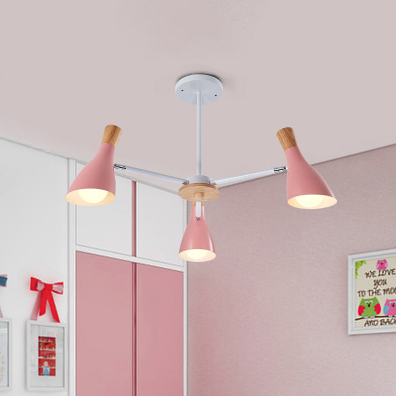 Bottle Baby Bedroom Hanging Light Metal 3 Lights Macaron Loft Chandelier Pink Clearhalo 'Ceiling Lights' 'Chandeliers' Lighting' options 187245_afd28cab-bb74-4be4-a2ef-2498a99316e8