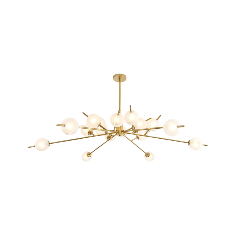 Post Modern Black/Gold Branch Chandelier with Bubble Shade 18 Lights Frosted Glass Hanging Lamp Clearhalo 'Ceiling Lights' 'Chandeliers' 'Modern Chandeliers' 'Modern' Lighting' 1872471