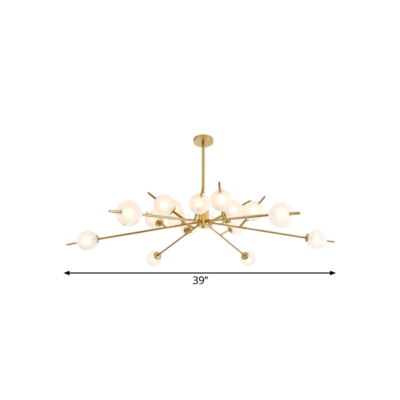 Post Modern Black/Gold Branch Chandelier with Bubble Shade 18 Lights Frosted Glass Hanging Lamp Clearhalo 'Ceiling Lights' 'Chandeliers' 'Modern Chandeliers' 'Modern' Lighting' 1872472