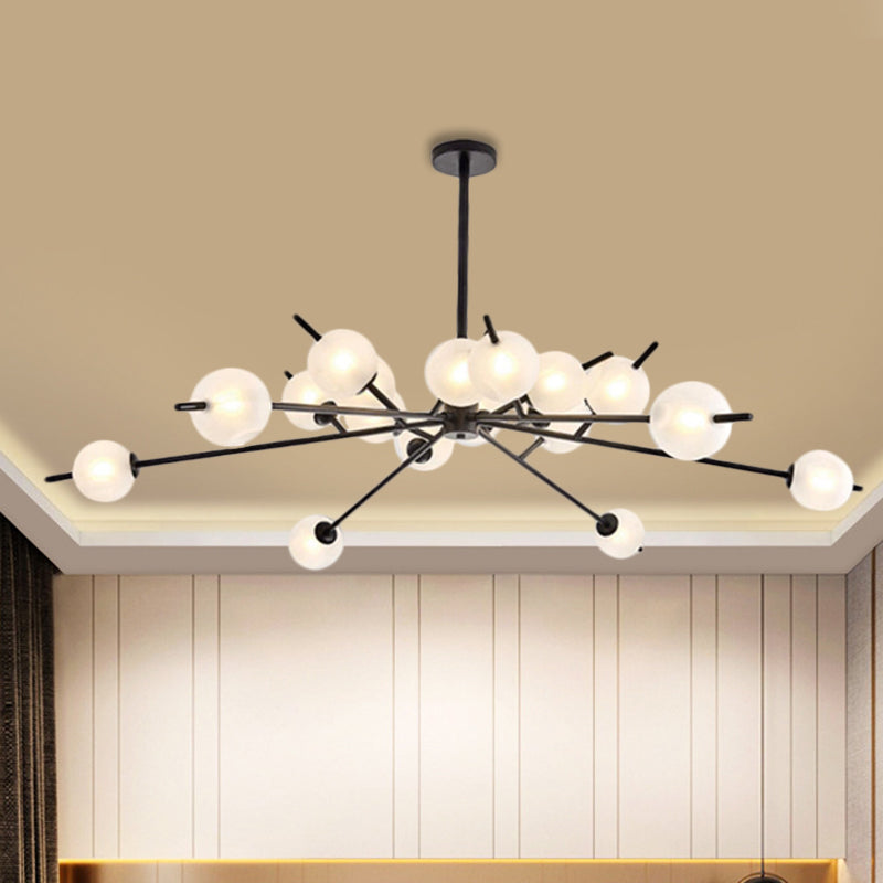 Post Modern Black/Gold Branch Chandelier with Bubble Shade 18 Lights Frosted Glass Hanging Lamp Clearhalo 'Ceiling Lights' 'Chandeliers' 'Modern Chandeliers' 'Modern' Lighting' 1872475