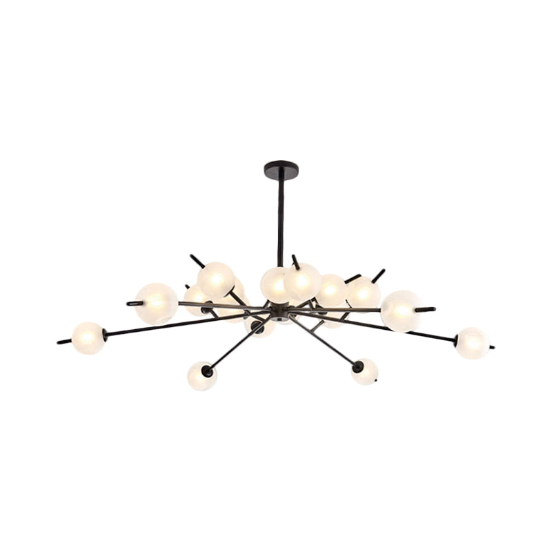 Post Modern Black/Gold Branch Chandelier with Bubble Shade 18 Lights Frosted Glass Hanging Lamp Clearhalo 'Ceiling Lights' 'Chandeliers' 'Modern Chandeliers' 'Modern' Lighting' 1872476