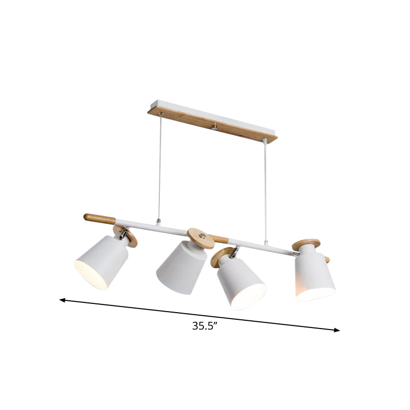 Green/Grey/White Tapered Shade Island Lighting 4 Heads Nordic Metal Linear Chandelier for Restaurant Clearhalo 'Ceiling Lights' 'Island Lights' Lighting' 1872487