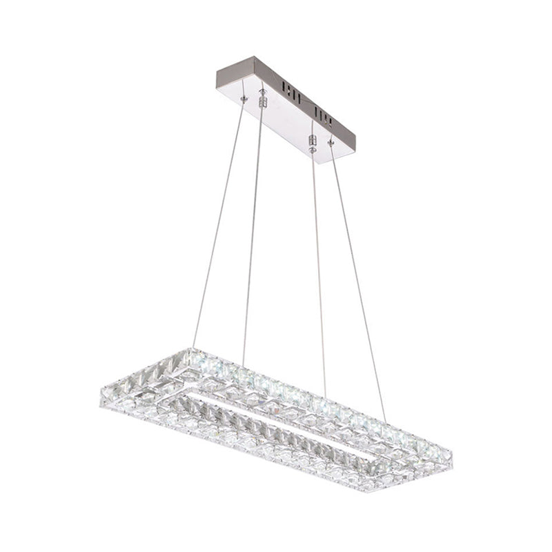 Rectangle Chandelier Pendant Light Contemporary Crystal Chrome LED Suspension Lamp in Warm/White/Natural Light for Dining Room Clearhalo 'Ceiling Lights' 'Chandeliers' 'Modern Chandeliers' 'Modern' Lighting' 187252