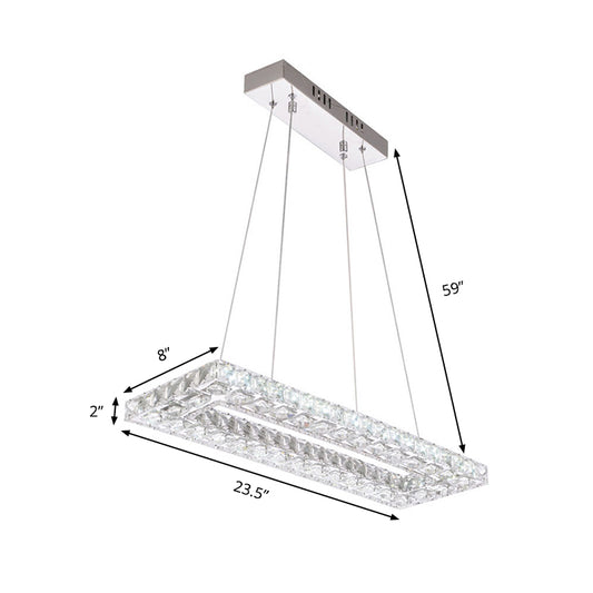 Rectangle Chandelier Pendant Light Contemporary Crystal Chrome LED Suspension Lamp in Warm/White/Natural Light for Dining Room Clearhalo 'Ceiling Lights' 'Chandeliers' 'Modern Chandeliers' 'Modern' Lighting' 187253