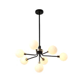 7-Head Orb Hanging Chandelier Post modern Opal Glass Ceiling Lamp in Black/Coffee/Gold Clearhalo 'Ceiling Lights' 'Chandeliers' 'Modern Chandeliers' 'Modern' Lighting' 1872541