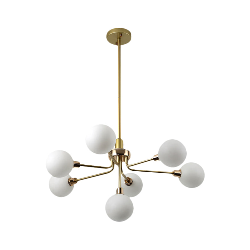 7-Head Orb Hanging Chandelier Post modern Opal Glass Ceiling Lamp in Black/Coffee/Gold Clearhalo 'Ceiling Lights' 'Chandeliers' 'Modern Chandeliers' 'Modern' Lighting' 1872550