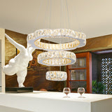 Crystal Block 3 Tiers Chandelier Light Contemporary Gold Hanging Ceiling Lamp in Warm/White Light for Kitchen Island Clearhalo 'Ceiling Lights' 'Chandeliers' 'Modern Chandeliers' 'Modern' Lighting' 187256