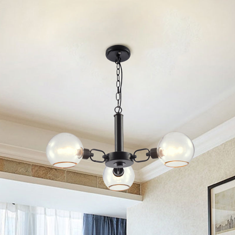 Post Modern Globe Shade Chandelier 3/6 Light Ceiling Pendant in Black/Gold/White for Living Room Clearhalo 'Ceiling Lights' 'Chandeliers' 'Modern Chandeliers' 'Modern' Lighting' 1872583