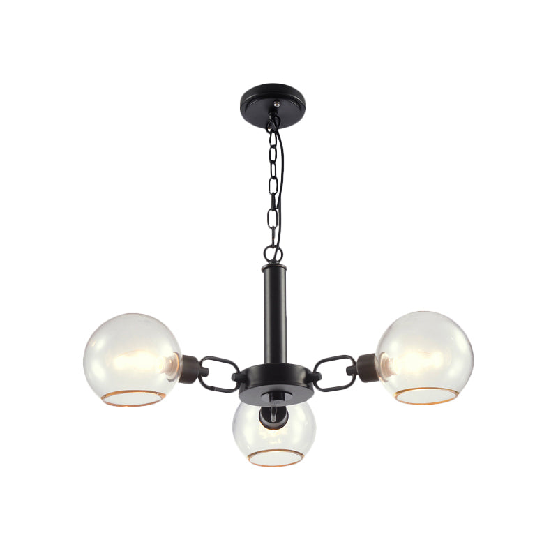 Post Modern Globe Shade Chandelier 3/6 Light Ceiling Pendant in Black/Gold/White for Living Room Clearhalo 'Ceiling Lights' 'Chandeliers' 'Modern Chandeliers' 'Modern' Lighting' 1872584