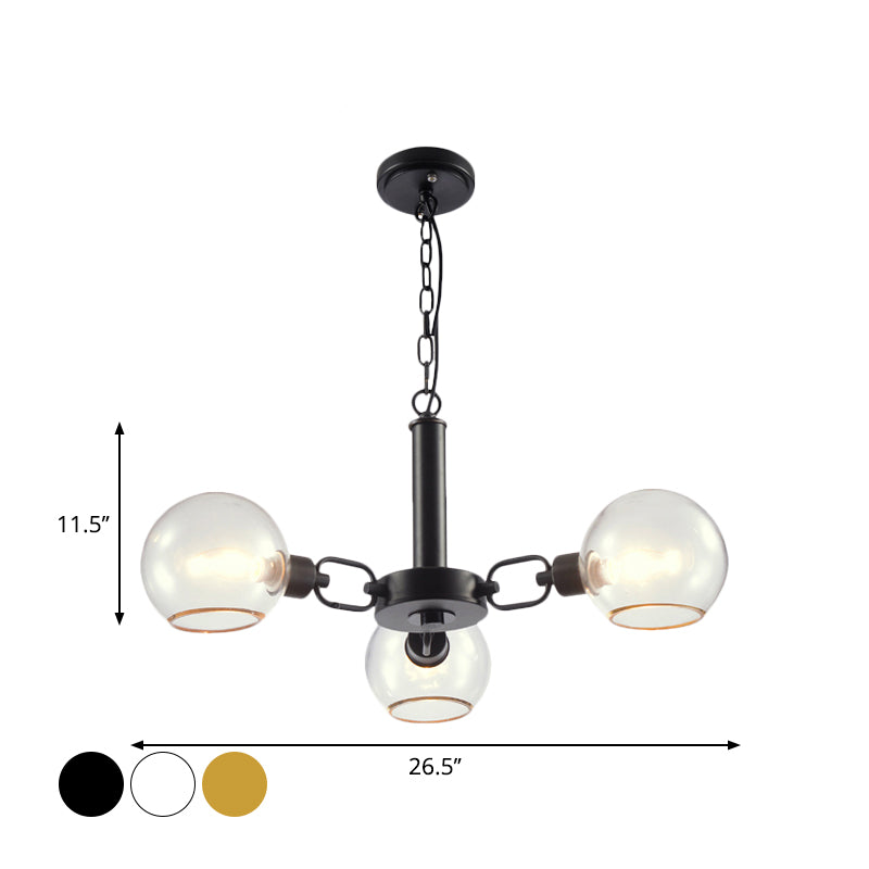 Post Modern Globe Shade Chandelier 3/6 Light Ceiling Pendant in Black/Gold/White for Living Room Clearhalo 'Ceiling Lights' 'Chandeliers' 'Modern Chandeliers' 'Modern' Lighting' 1872585