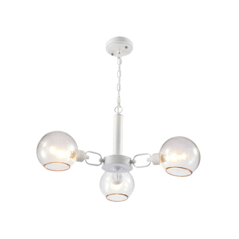 Post Modern Globe Shade Chandelier 3/6 Light Ceiling Pendant in Black/Gold/White for Living Room Clearhalo 'Ceiling Lights' 'Chandeliers' 'Modern Chandeliers' 'Modern' Lighting' 1872589