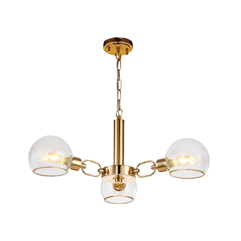 Post Modern Globe Shade Chandelier 3/6 Light Ceiling Pendant in Black/Gold/White for Living Room Clearhalo 'Ceiling Lights' 'Chandeliers' 'Modern Chandeliers' 'Modern' Lighting' 1872593