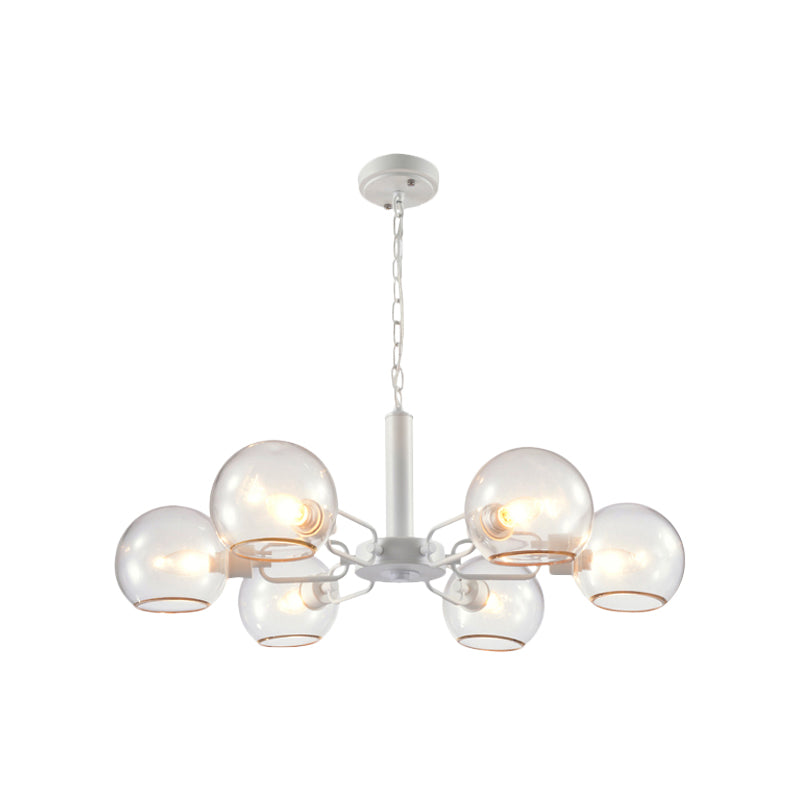 Post Modern Globe Shade Chandelier 3/6 Light Ceiling Pendant in Black/Gold/White for Living Room Clearhalo 'Ceiling Lights' 'Chandeliers' 'Modern Chandeliers' 'Modern' Lighting' 1872601