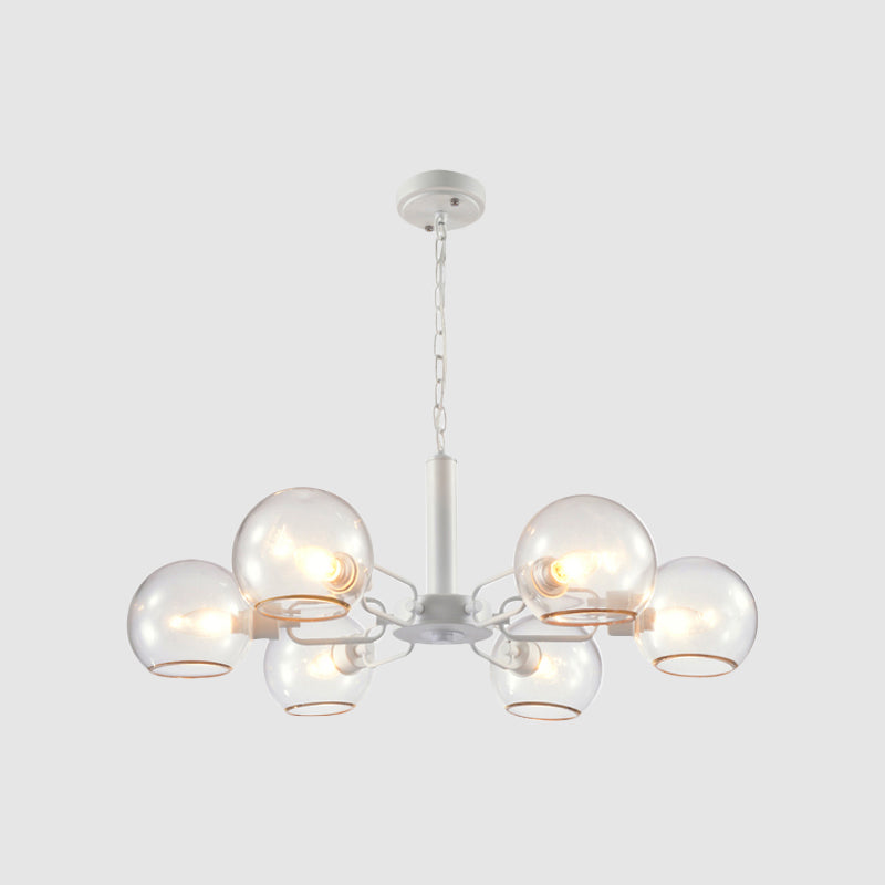 Post Modern Globe Shade Chandelier 3/6 Light Ceiling Pendant in Black/Gold/White for Living Room Clearhalo 'Ceiling Lights' 'Chandeliers' 'Modern Chandeliers' 'Modern' Lighting' 1872602