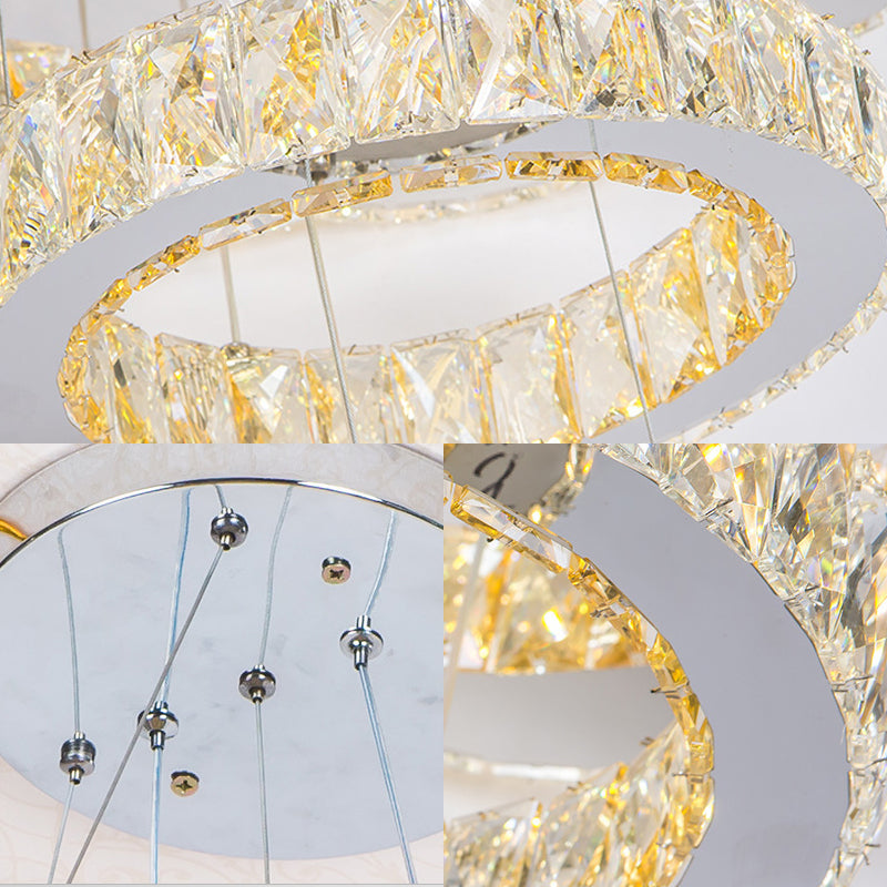 Crystal Block 3 Tiers Chandelier Light Contemporary Gold Hanging Ceiling Lamp in Warm/White Light for Kitchen Island Clearhalo 'Ceiling Lights' 'Chandeliers' 'Modern Chandeliers' 'Modern' Lighting' 187263