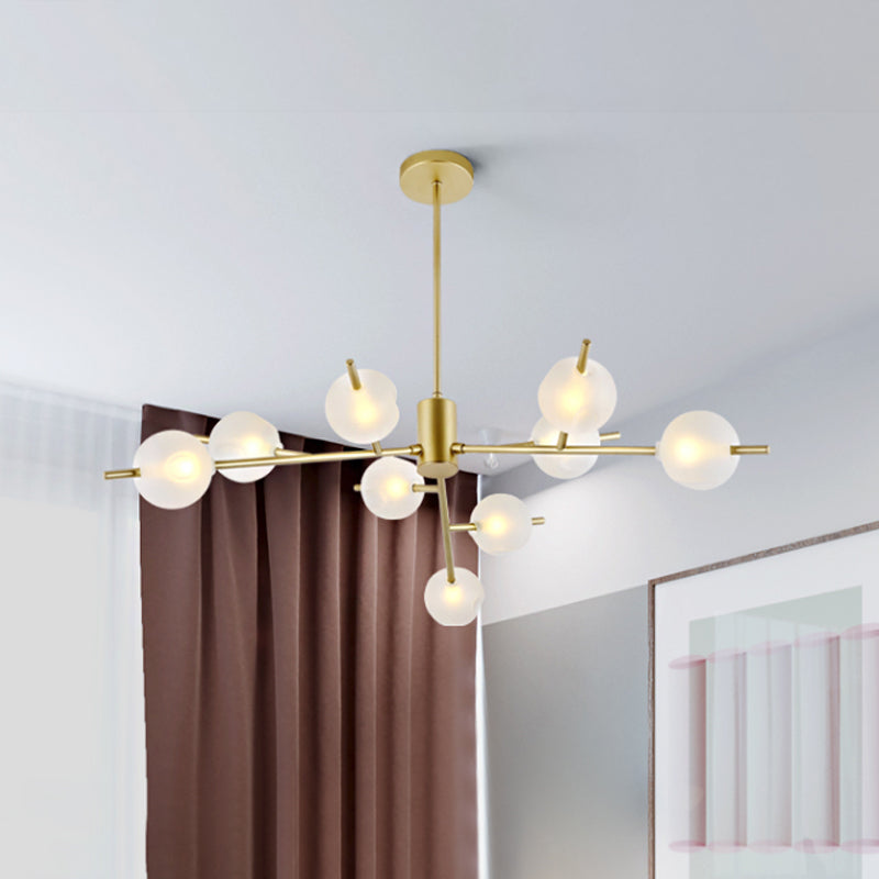 Frosted Glass Ball Ceiling Chandelier 9 Lights Pendant Lamp in Black/Gold Clearhalo 'Ceiling Lights' 'Chandeliers' 'Modern Chandeliers' 'Modern' Lighting' 1872692