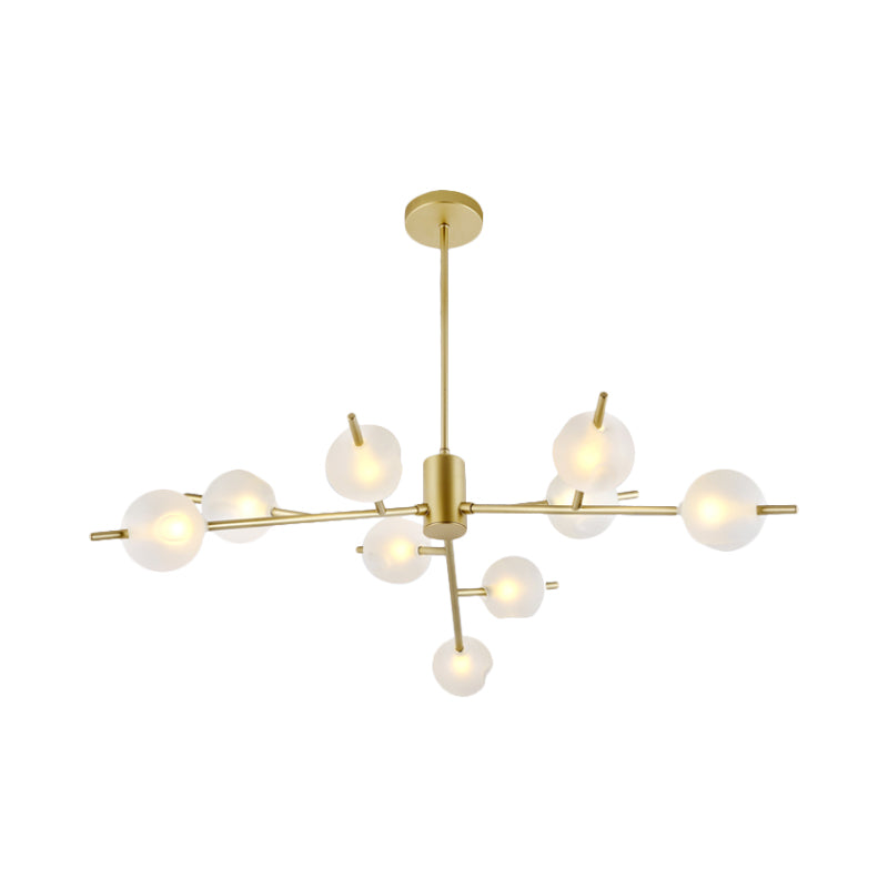 Frosted Glass Ball Ceiling Chandelier 9 Lights Pendant Lamp in Black/Gold Clearhalo 'Ceiling Lights' 'Chandeliers' 'Modern Chandeliers' 'Modern' Lighting' 1872693