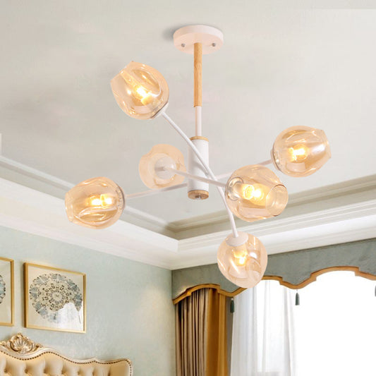 Glass Shade Branch Chandelier Restaurant 6/8 Lights Suspension Lamp in Amber/Blue Clearhalo 'Ceiling Lights' 'Chandeliers' 'Modern Chandeliers' 'Modern' Lighting' 1872700