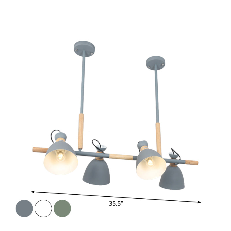 Metal Dome Shade Island Chandelier 4-Head Nordic Style Hanging Pendant Lamp in Green/Grey/White Clearhalo 'Ceiling Lights' 'Island Lights' Lighting' 1872770