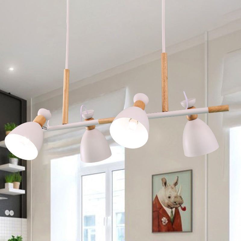 Metal Dome Shade Island Chandelier 4-Head Nordic Style Hanging Pendant Lamp in Green/Grey/White Clearhalo 'Ceiling Lights' 'Island Lights' Lighting' 1872772