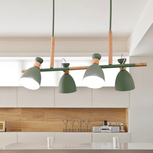 Metal Dome Shade Island Chandelier 4-Head Nordic Style Hanging Pendant Lamp in Green/Grey/White Green Clearhalo 'Ceiling Lights' 'Island Lights' Lighting' 1872775