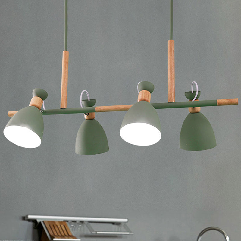 Metal Dome Shade Island Chandelier 4-Head Nordic Style Hanging Pendant Lamp in Green/Grey/White Clearhalo 'Ceiling Lights' 'Island Lights' Lighting' 1872776