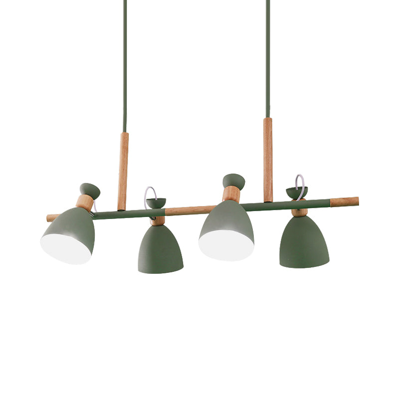 Metal Dome Shade Island Chandelier 4-Head Nordic Style Hanging Pendant Lamp in Green/Grey/White Clearhalo 'Ceiling Lights' 'Island Lights' Lighting' 1872778