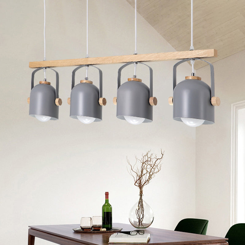 White/Grey Dome Shade Linear Chandelier 3/4 Heads Nordic Metal Island Light over Dining Table Clearhalo 'Ceiling Lights' 'Island Lights' Lighting' 1872816