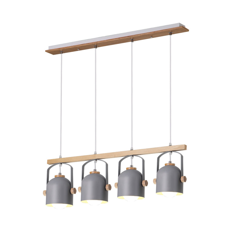 White/Grey Dome Shade Linear Chandelier 3/4 Heads Nordic Metal Island Light over Dining Table Clearhalo 'Ceiling Lights' 'Island Lights' Lighting' 1872817