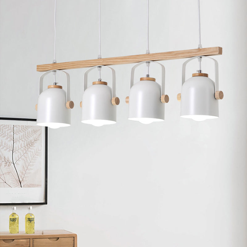 White/Grey Dome Shade Linear Chandelier 3/4 Heads Nordic Metal Island Light over Dining Table Clearhalo 'Ceiling Lights' 'Island Lights' Lighting' 1872821