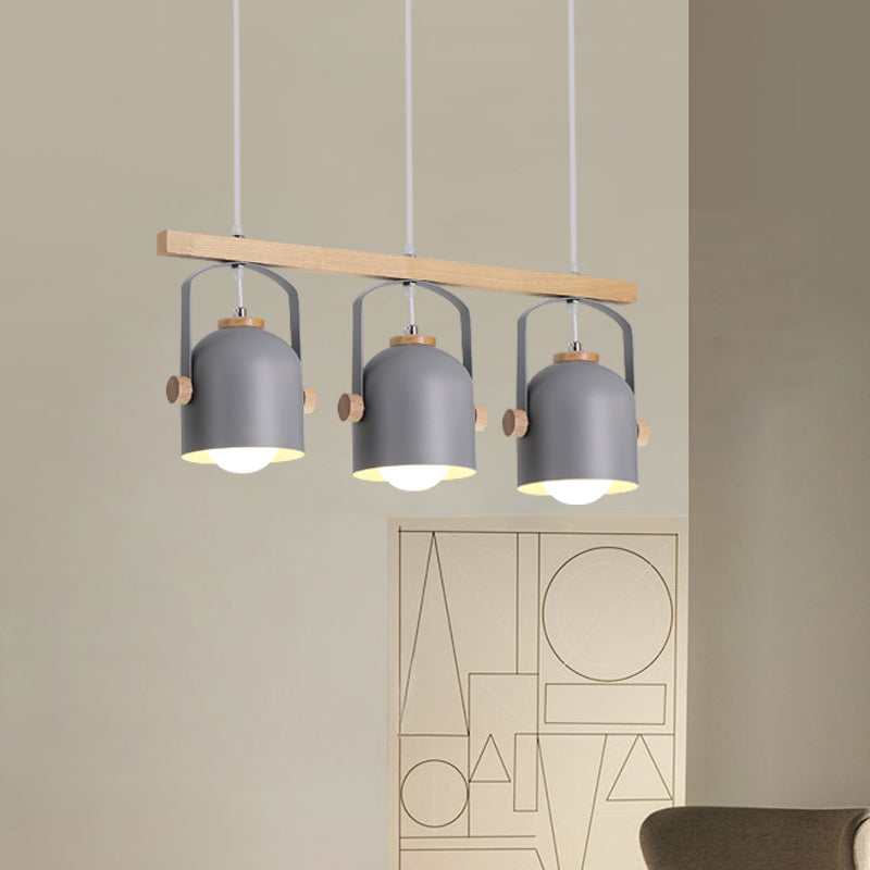 White/Grey Dome Shade Linear Chandelier 3/4 Heads Nordic Metal Island Light over Dining Table Clearhalo 'Ceiling Lights' 'Island Lights' Lighting' 1872825