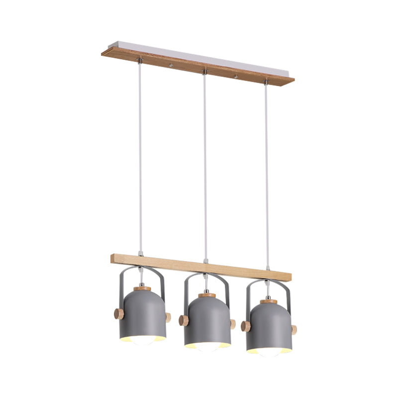 White/Grey Dome Shade Linear Chandelier 3/4 Heads Nordic Metal Island Light over Dining Table Clearhalo 'Ceiling Lights' 'Island Lights' Lighting' 1872826