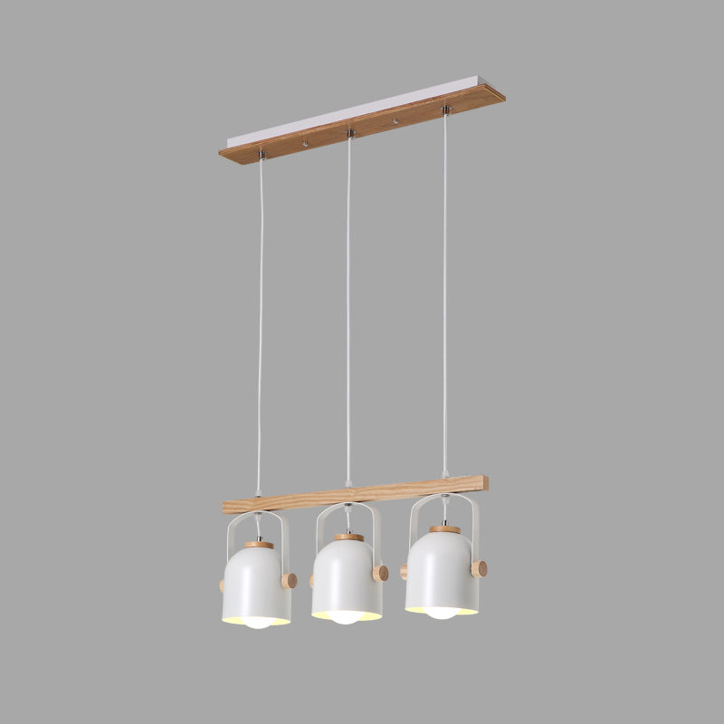 White/Grey Dome Shade Linear Chandelier 3/4 Heads Nordic Metal Island Light over Dining Table Clearhalo 'Ceiling Lights' 'Island Lights' Lighting' 1872831