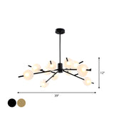 Post Modern Bubble Pendant Light 12/15 Lights Frosted Glass Hanging Chandelier in Black/Gold Clearhalo 'Ceiling Lights' 'Chandeliers' 'Modern Chandeliers' 'Modern' Lighting' 1872855