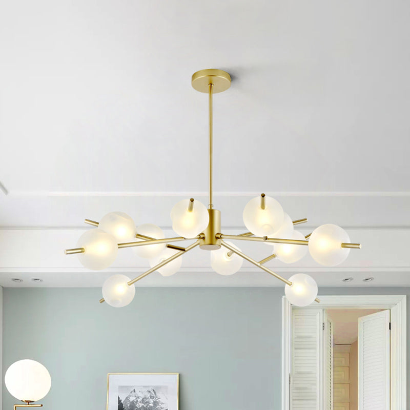 Post Modern Bubble Pendant Light 12/15 Lights Frosted Glass Hanging Chandelier in Black/Gold Clearhalo 'Ceiling Lights' 'Chandeliers' 'Modern Chandeliers' 'Modern' Lighting' 1872857