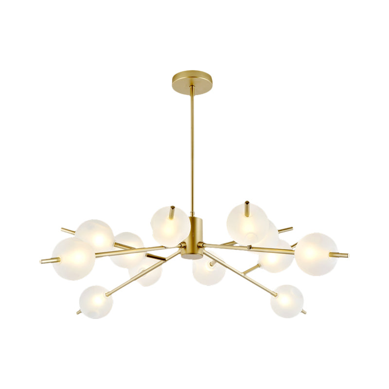 Post Modern Bubble Pendant Light 12/15 Lights Frosted Glass Hanging Chandelier in Black/Gold Clearhalo 'Ceiling Lights' 'Chandeliers' 'Modern Chandeliers' 'Modern' Lighting' 1872859