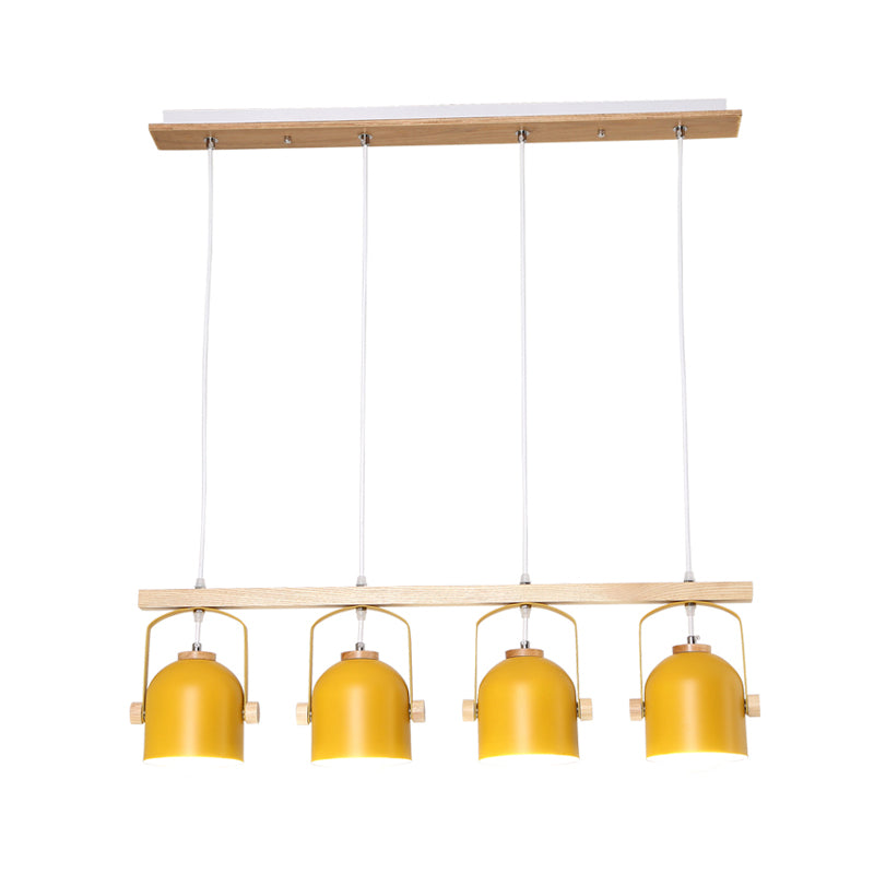 Nordic Style Dome Island Light 3/4 Lights Wooden Chandelier Lighting with Metal Shade Clearhalo 'Ceiling Lights' 'Island Lights' Lighting' 1872863